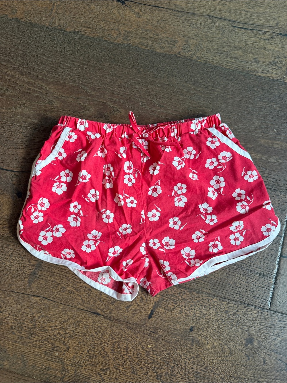 The Beaufort Bonnet Company Red Floral Kids Shorts with White Trim